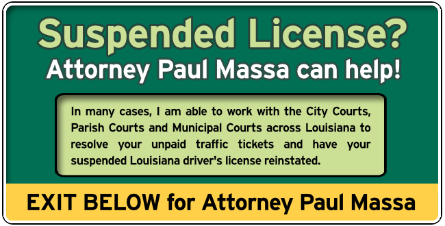 Livingston Parish, Louisiana Suspended License Attorney Paul Massa Graphic 1